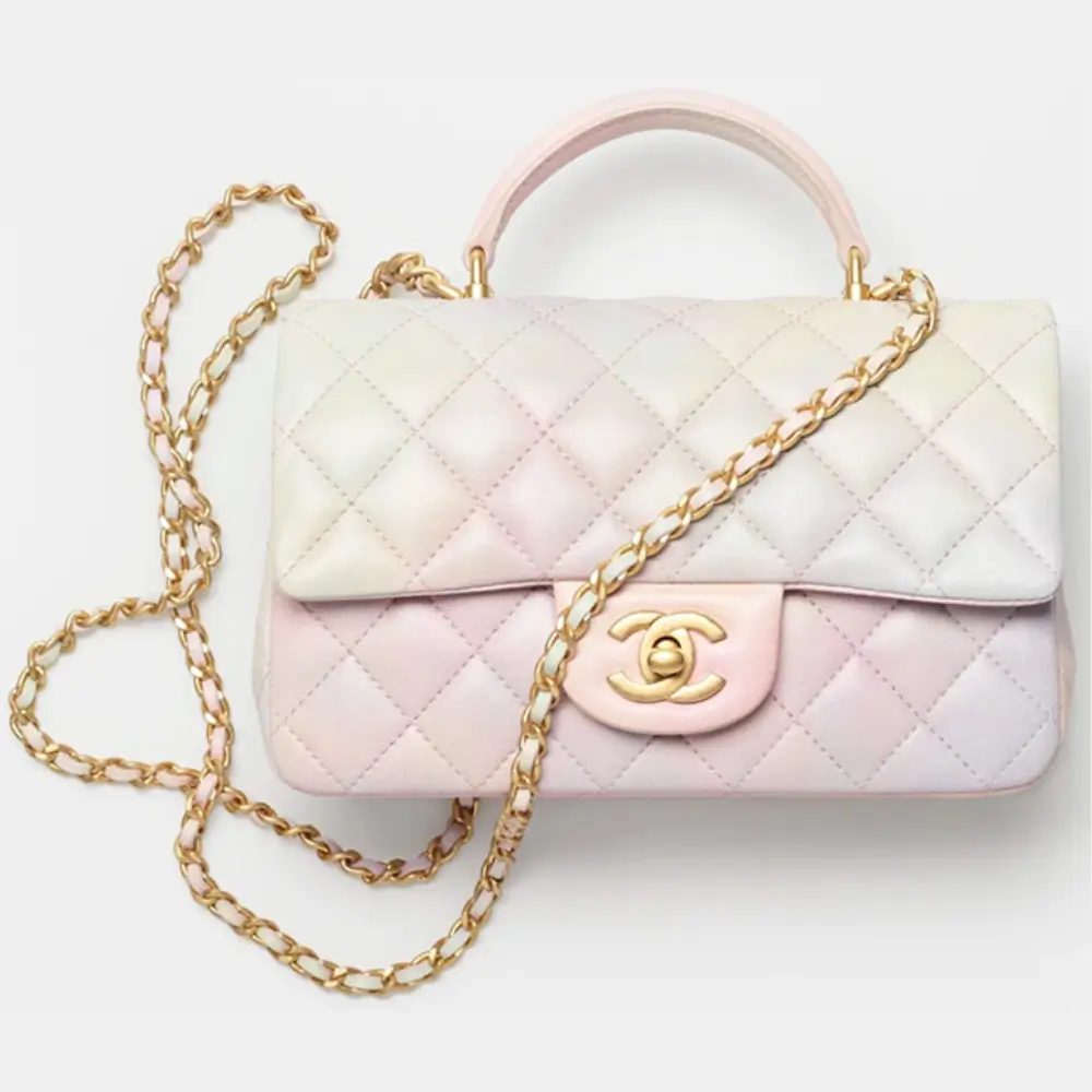 Chanel Classic Flap Bag Top Handle Light Pink