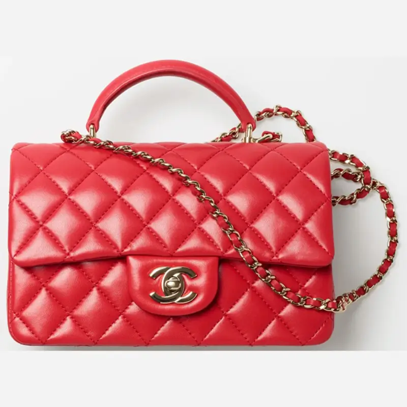 Chanel Classic Flap Bag With Top Handle Red (1)
