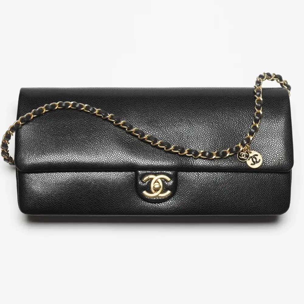 Chanel Mini Clutch Bag With Medal in Grained Shiny Calfskin Black