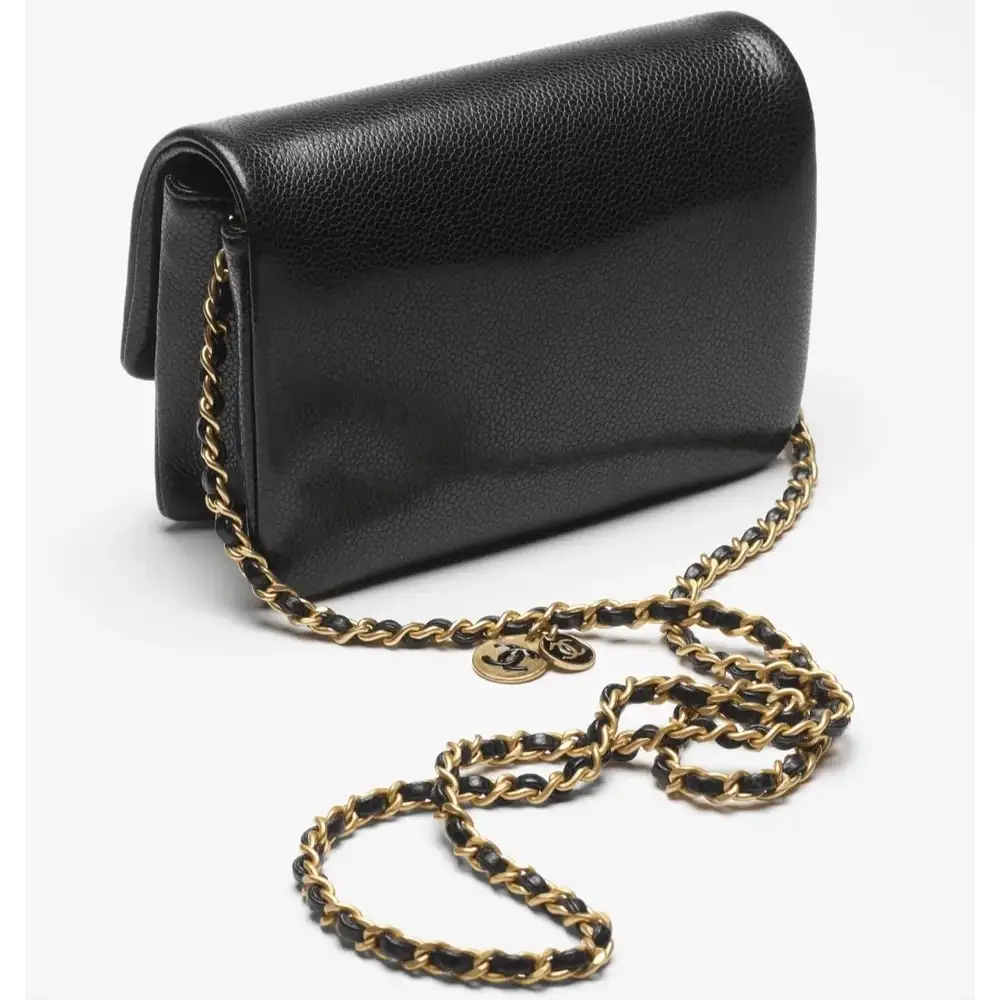 Chanel Mini Flap Bag With Medal in Grained Shiny Calfskin Interior pockets