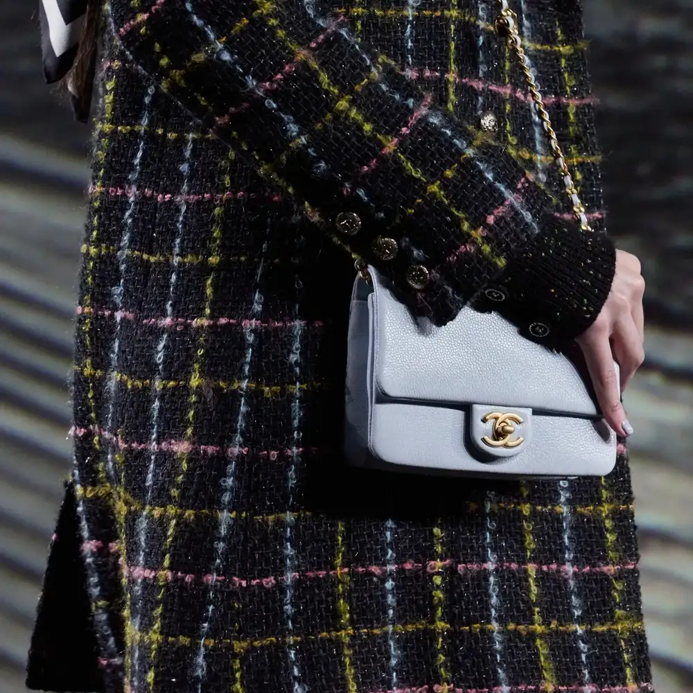 Chanel Mini Flap Bag With Medal in Grained Shiny Calfskin Model shots