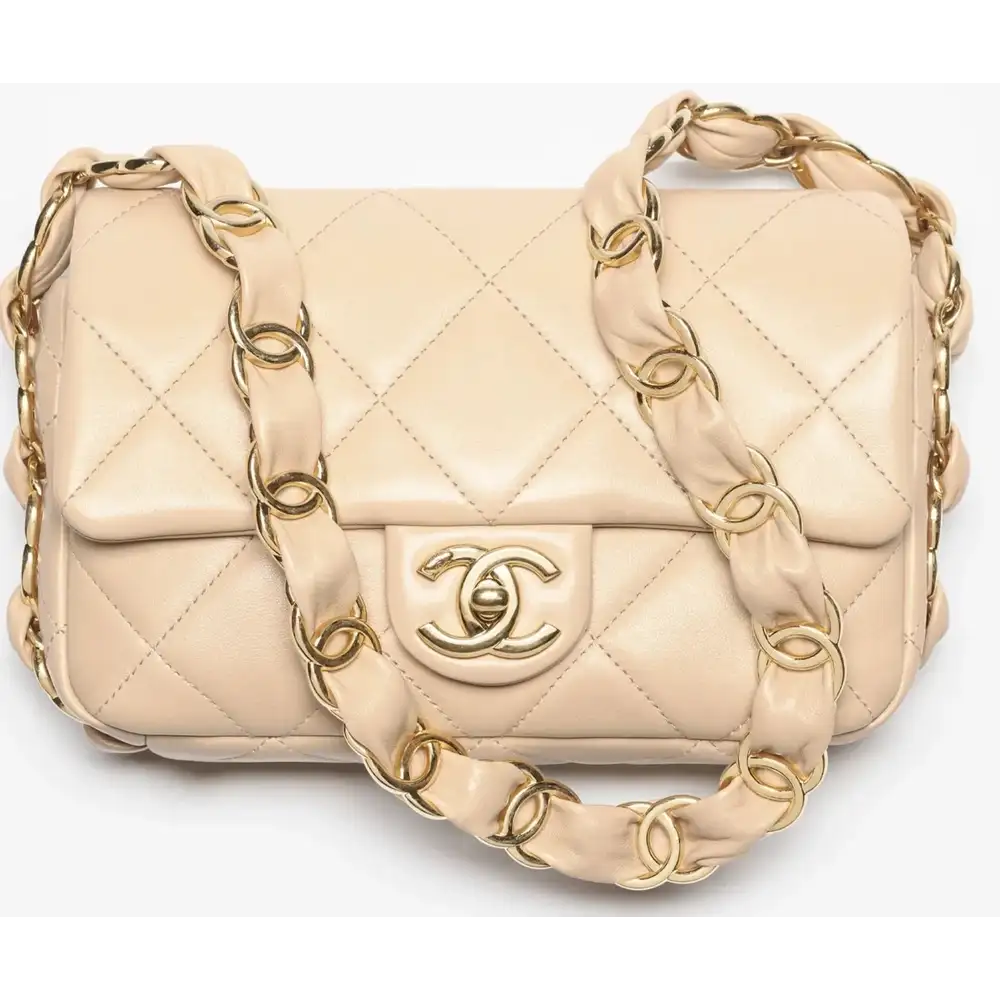 Chanel Small Flap Bag With CC Strap Beige