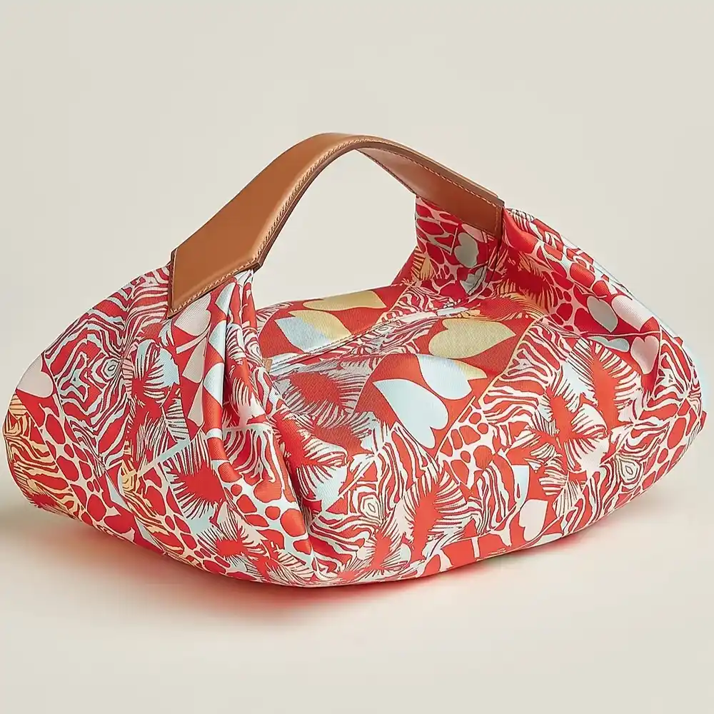 Hermes Balusoie Bag in Silk and Hunter Interior pockets