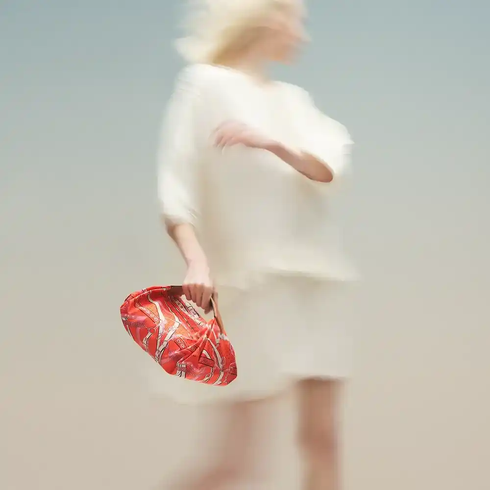 Hermes Balusoie Bag in Silk and Hunter Model shots