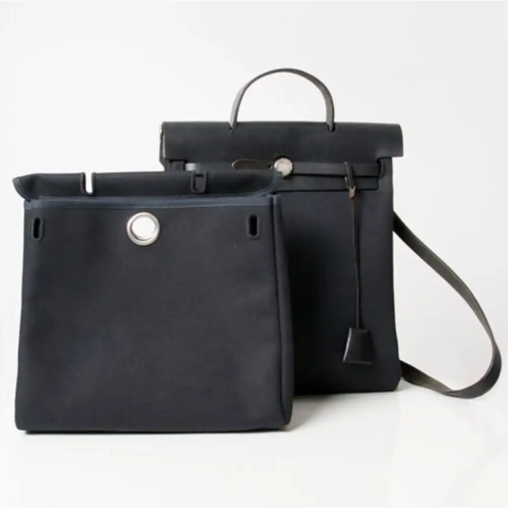 Hermes Herbag 2 1 Bag And Backpack in Canvas and Leather Black