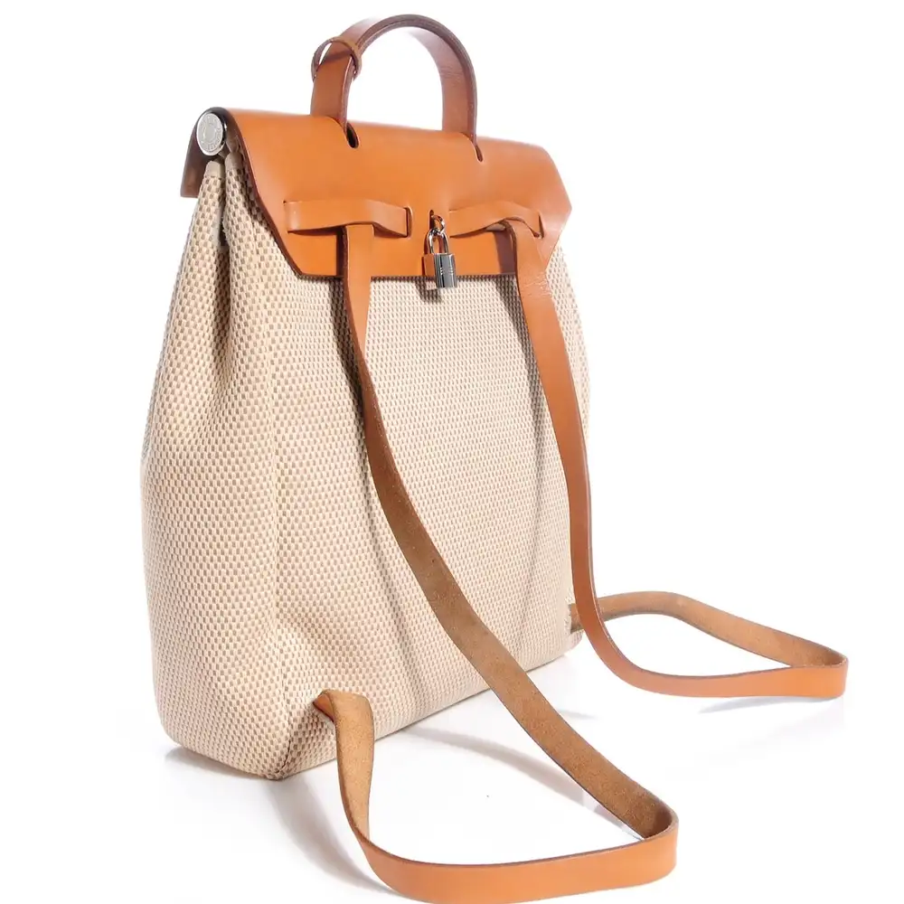 Hermes Herbag 2 1 Bag And Backpack in Canvas and Leather Interior pockets