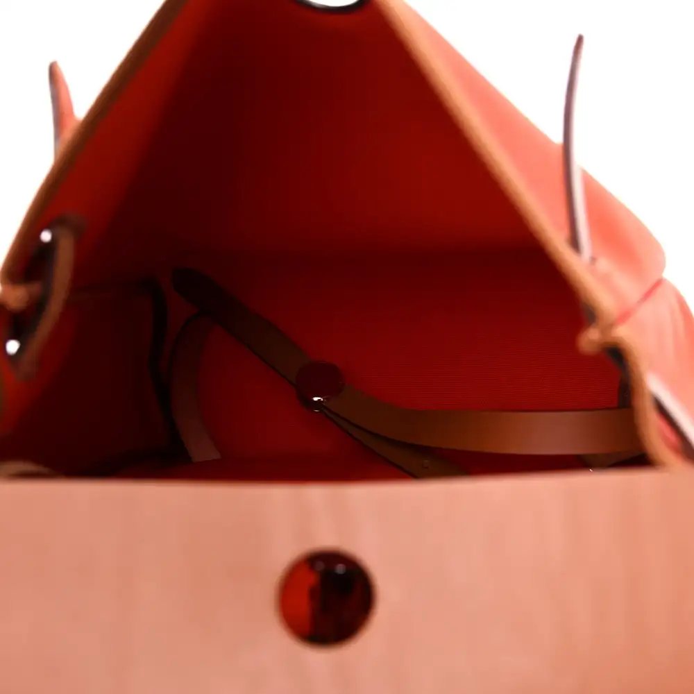 Hermes Herbag A Dos Zip Retourne Backpack in Militaire canvas and Hunter cowhide Interior pockets