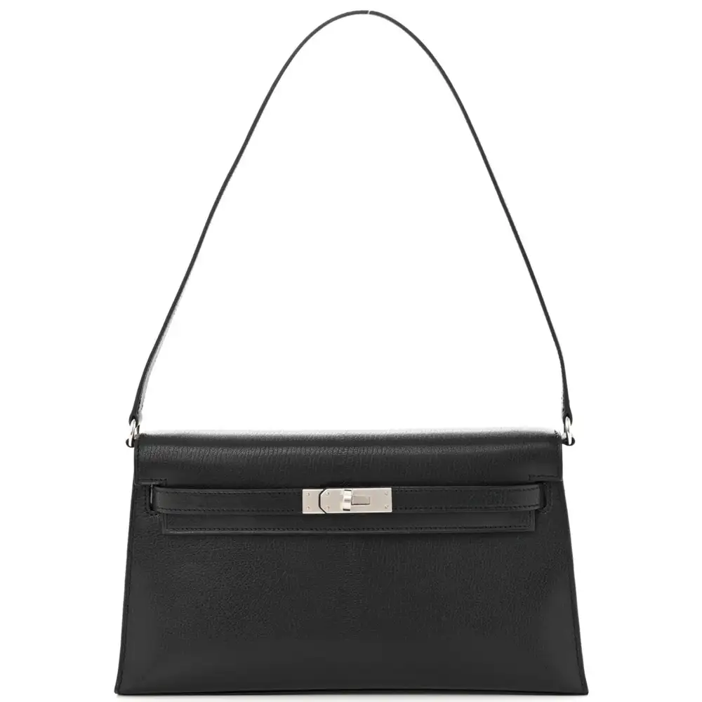 Hermes Kelly Elan Bag in Chevre Chamkila Black