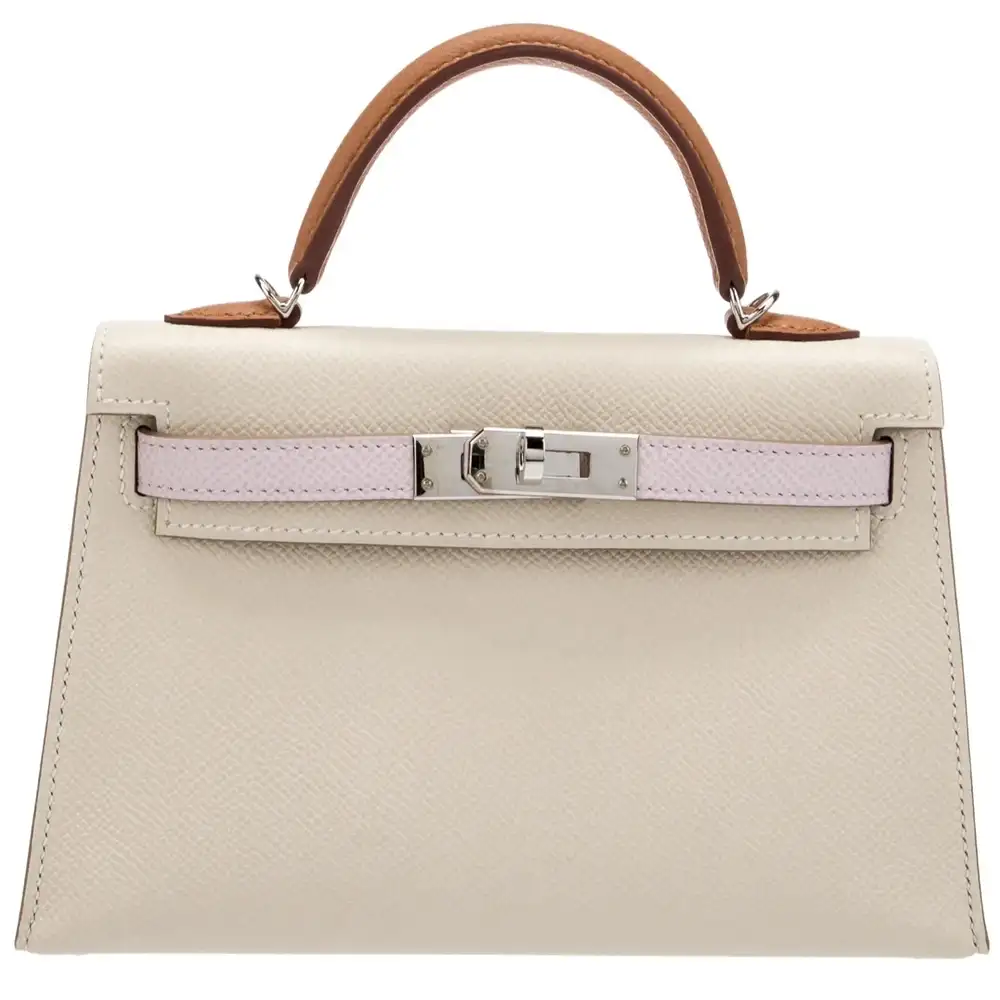Hermes Mini Kelly II Sellier Bag in Epsom Gold and Craie