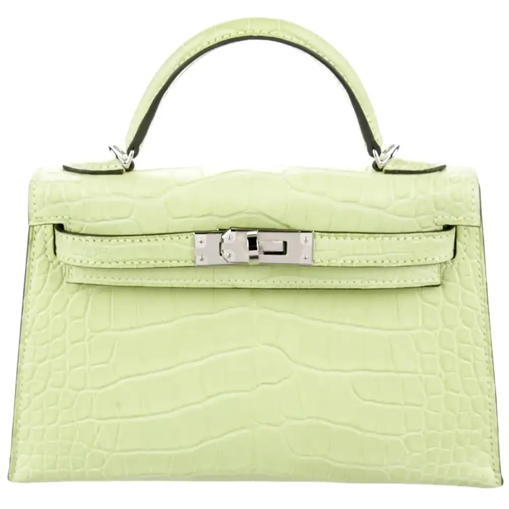 Hermes Mini Kelly II Sellier Bag in Matte Alligator Jaune Bourgeon