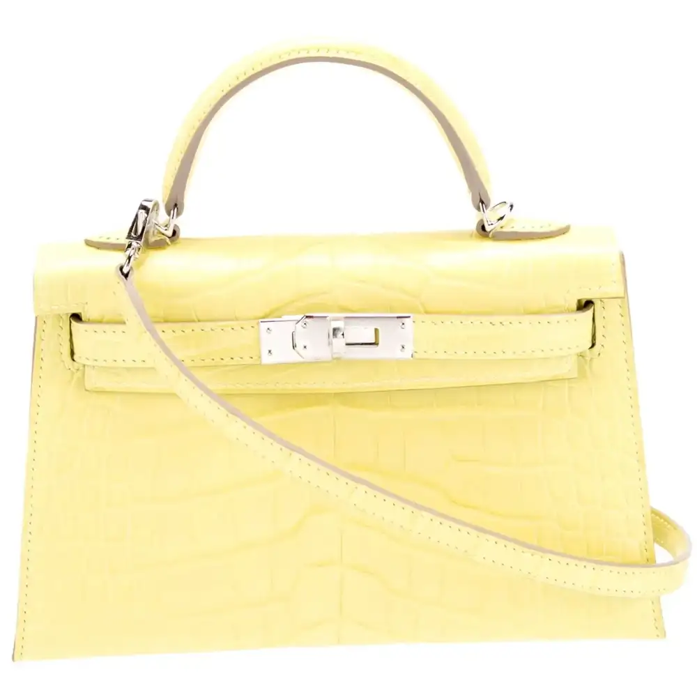 Hermes Mini Kelly II Sellier Bag in Matte Alligator Soufre