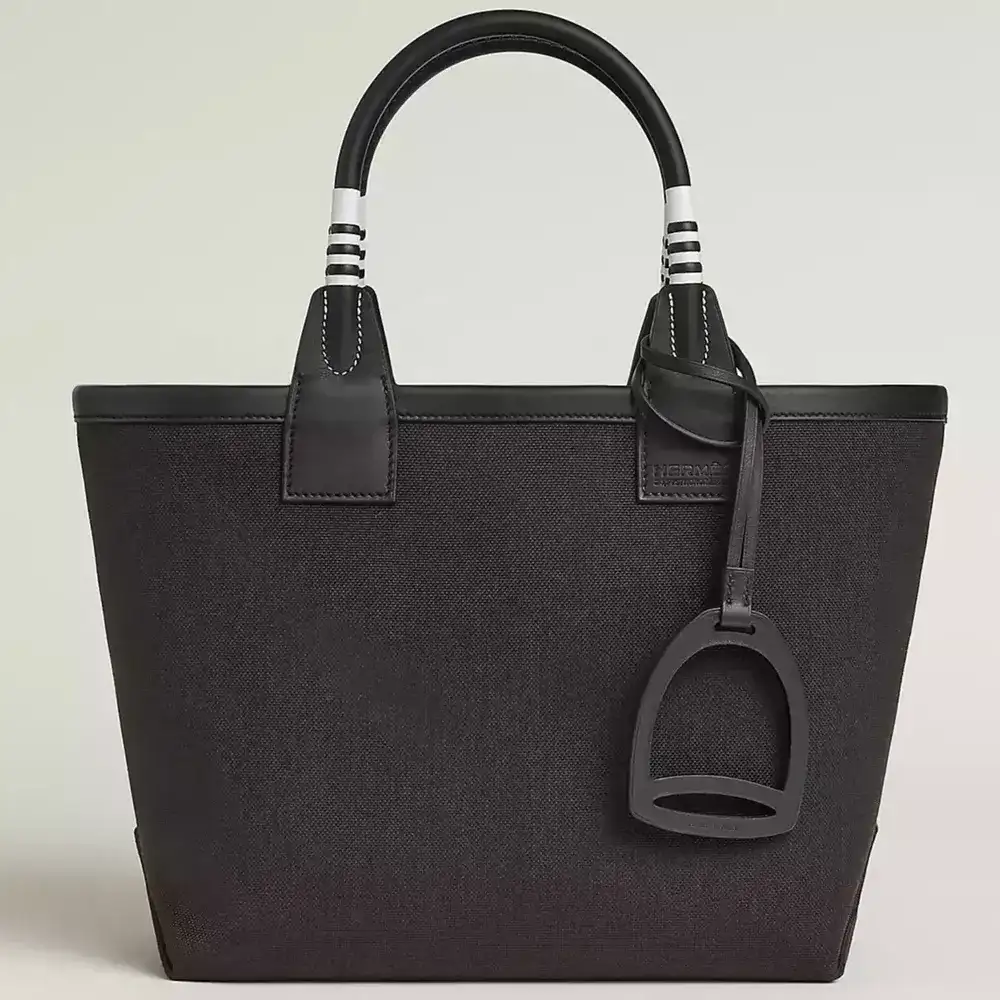 Hermes Steeple 25 Bag in Canvas Swift ébène noir