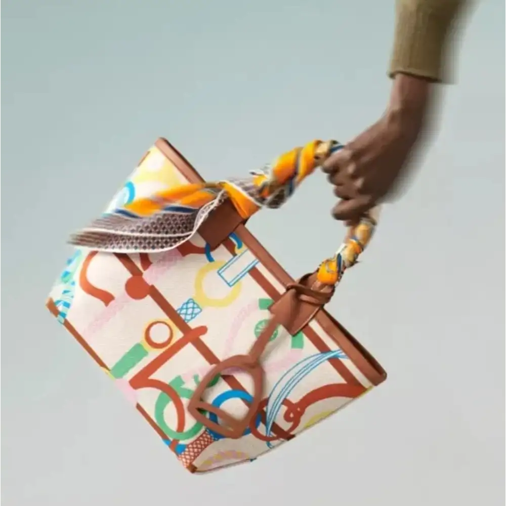 Hermes Steeple 28 Bag in Canvas Swift Model shots 2