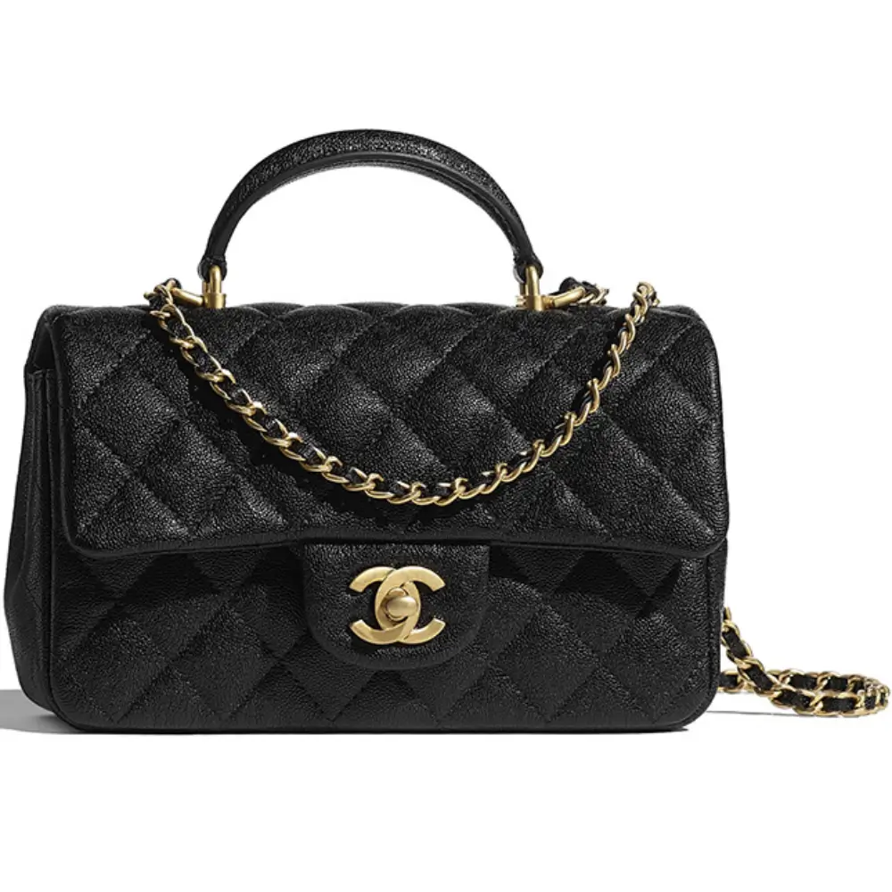 chanel classic flap bag top handle black