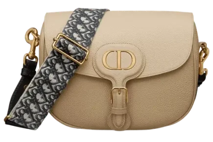 Dior Bobby Large Bag x Grained Calfskin with Blue Dior Oblique Embroidered Shoulder Strap Rope Beige Featured image