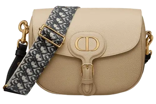 Dior Bobby Large Bag x Grained Calfskin with Blue Dior Oblique Embroidered Shoulder Strap Rope Beige Featured image