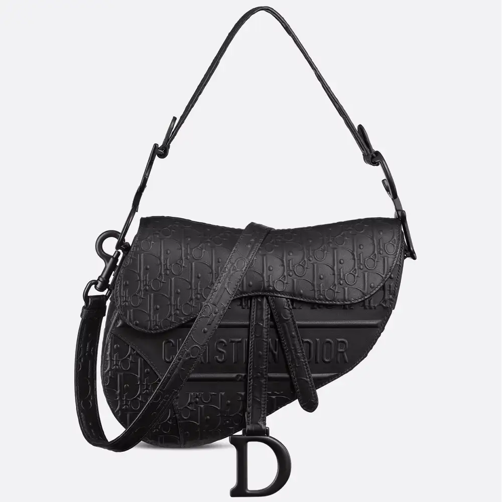 Dior Saddle Bag Dior Oblique Embossed Calfskin Black