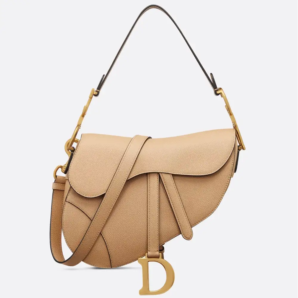 Dior Saddle Bag Grained Calfskin Biscuit