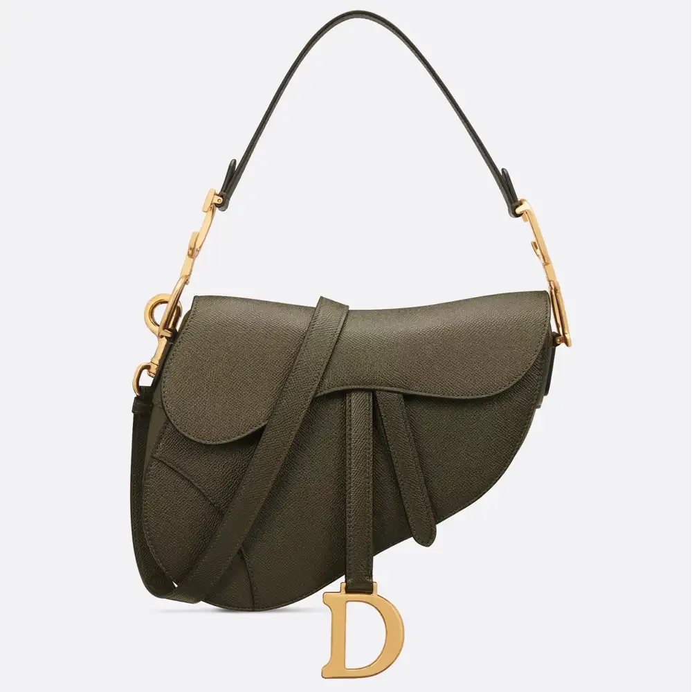 Dior Saddle Bag Grained Calfskin Khaki
