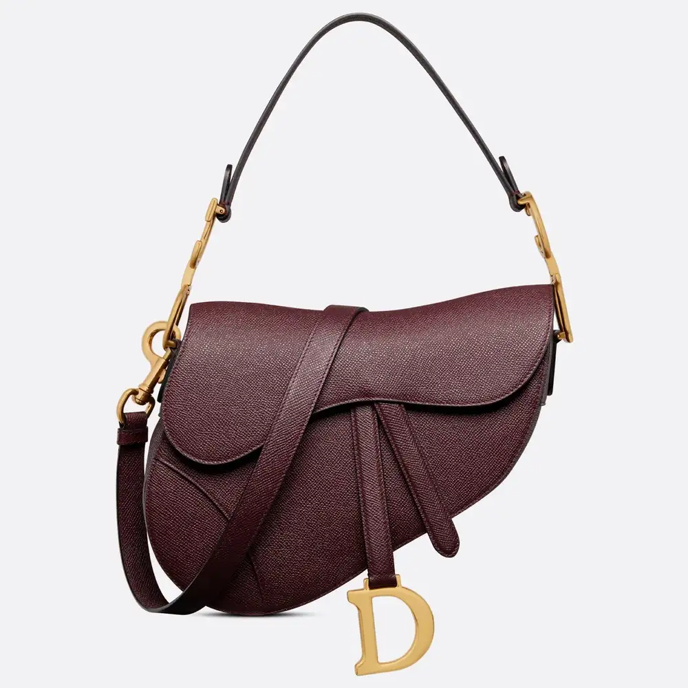 Dior Saddle Bag Grained Calfskin Plum