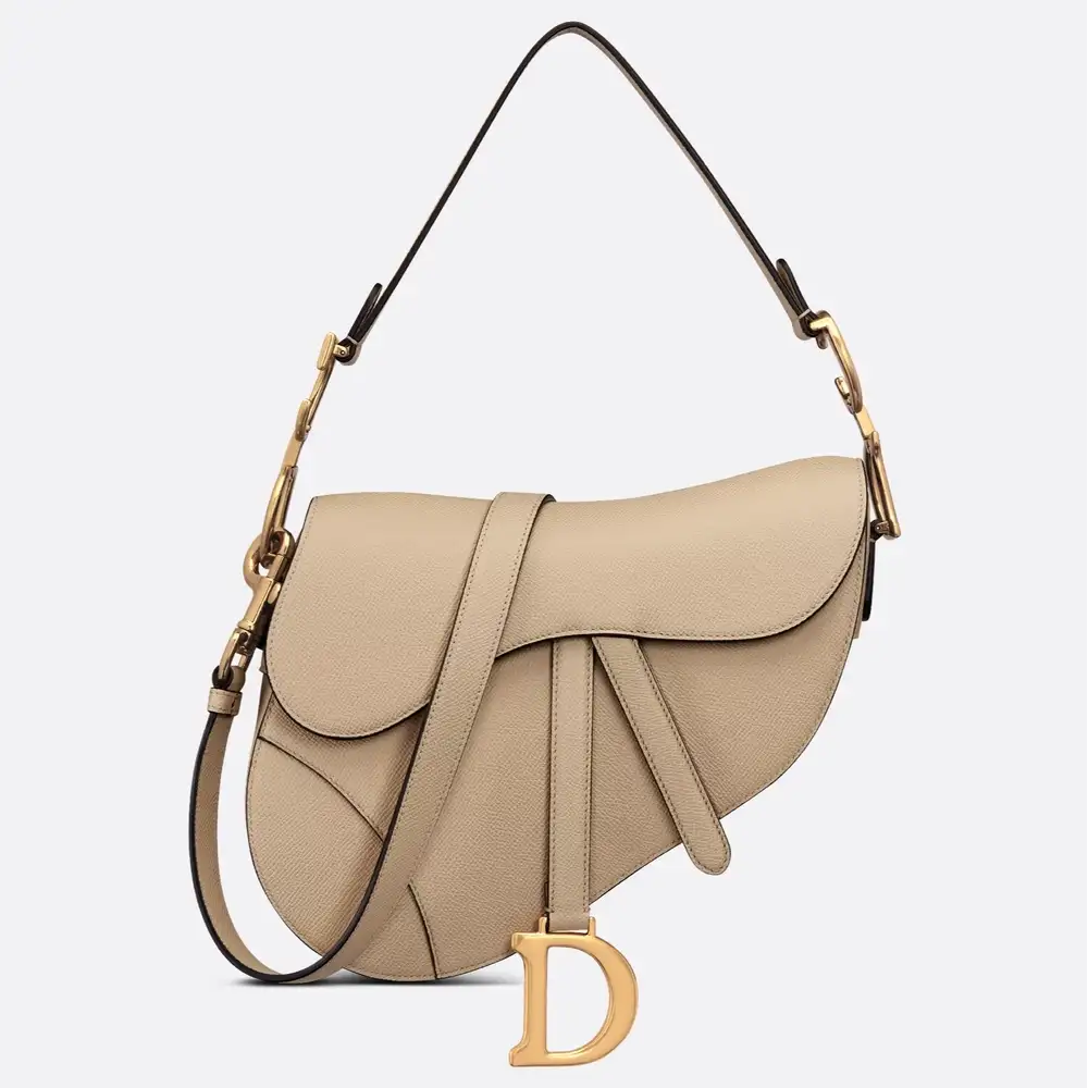Dior Saddle Bag Grained Calfskin Sand Colored