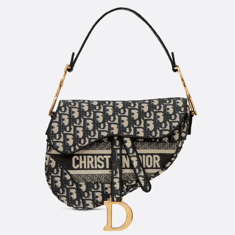 Dior Saddle Bag x Dior Oblique Jacquard Blue With Logo