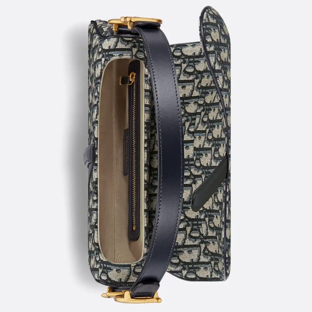 Dior Saddle Bag x Dior Oblique Jacquard BlueInterior pockets