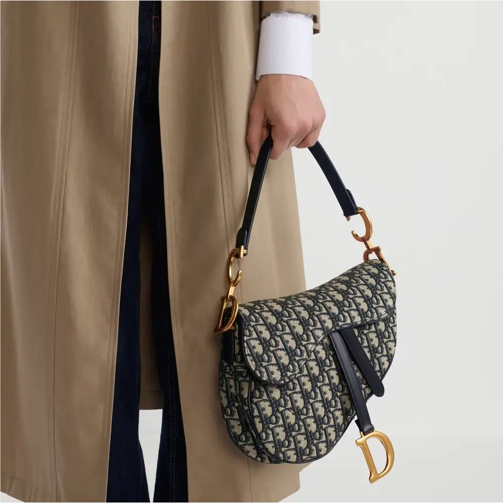 Dior Saddle Bag x Dior Oblique Jacquard BlueModel shots 2