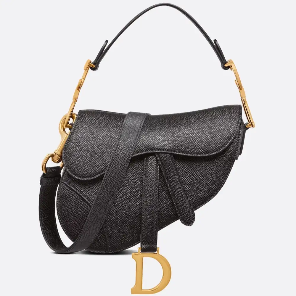 Dior Saddle Mini Bag Grained Calfskin Black