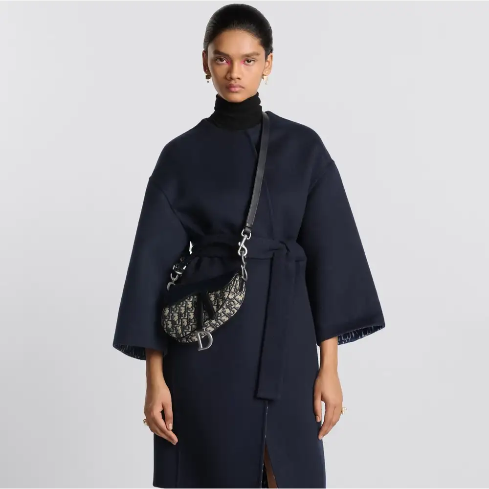 Dior Saddle Mini Bag x Dior Oblique Jacquard BlueModel shots 2