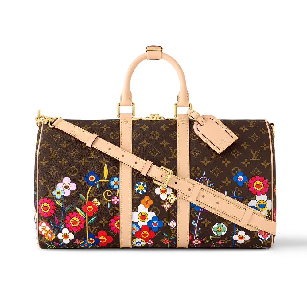 LV x TM Keepall Bandoulière 45 Monogram Flowers