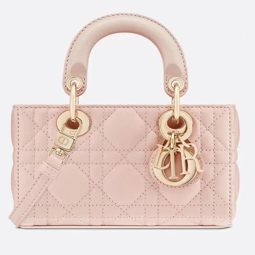 Lady D Joy Micro Bag Cannage Lambskin Powder Pink