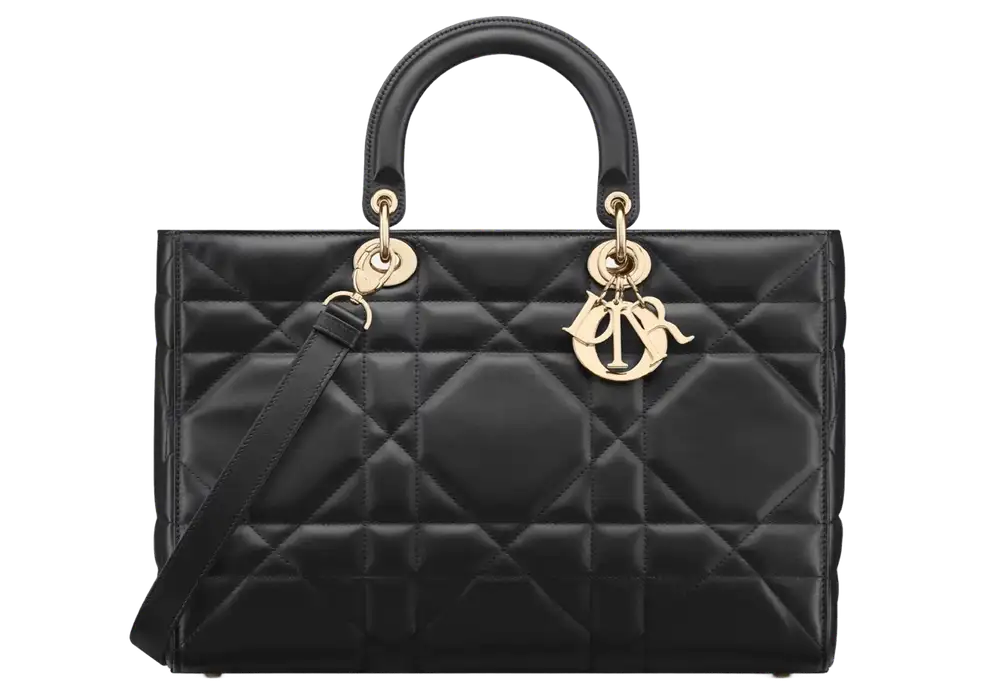 Large Lady D Sire Bag x Maxicannage Calfskin Black Front image