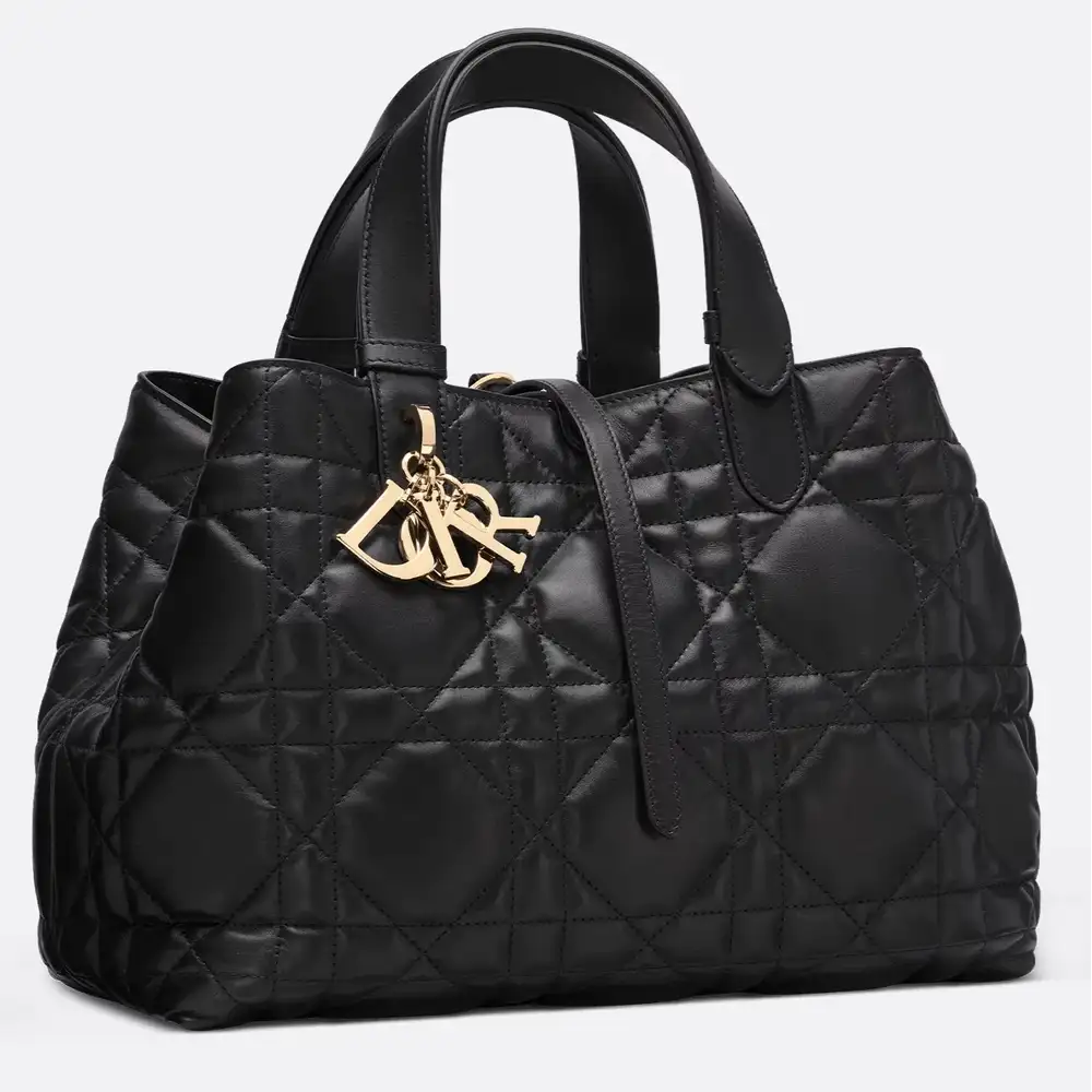 Medium Dior Toujours Bag x Macrocannage Calfskin Black