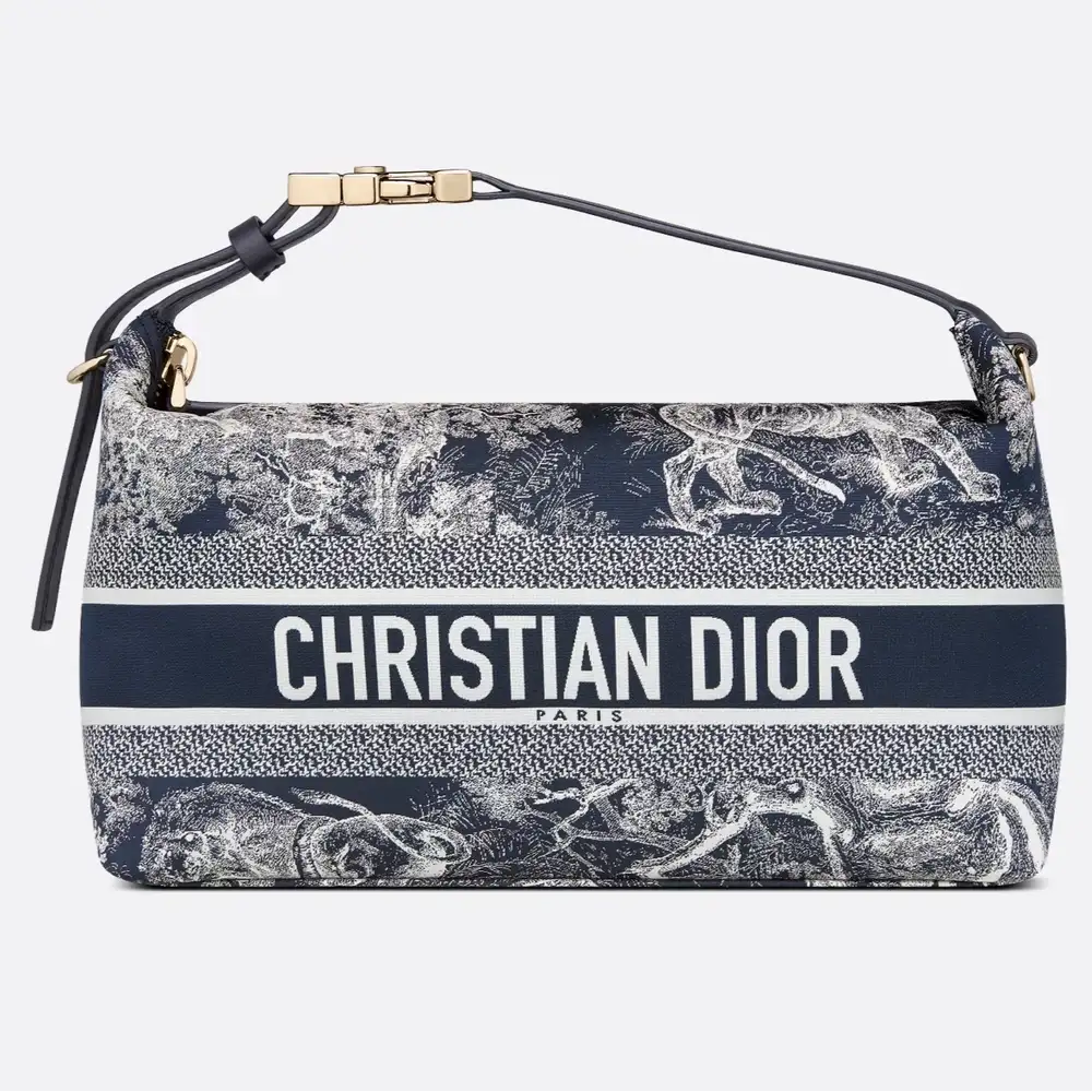 Medium DiorTravel Nomad Pouch Toile de Jouy Reverse Technical Fabric Blue