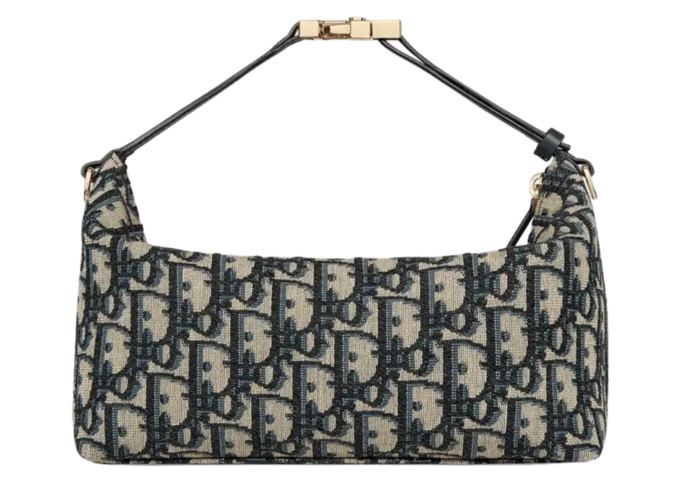 Medium DiorTravel Nomad Pouch x Dior Oblique Jacquard Blue Front image