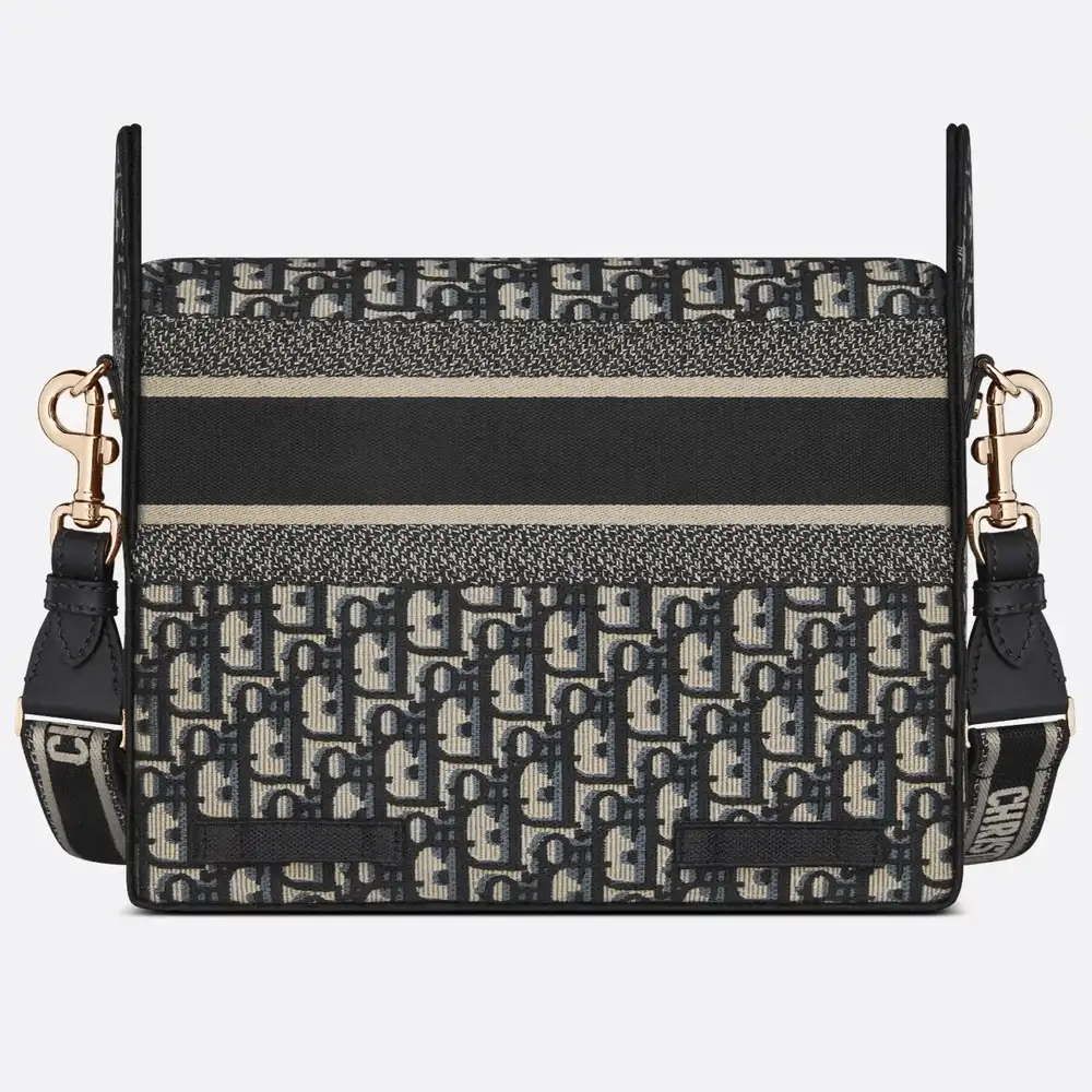 Medium Diorcamp Bag x Dior Oblique Embroidery Blue Interior pockets 3