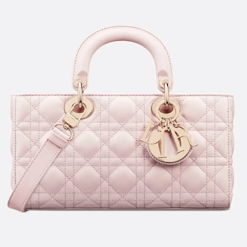 Medium Lady D Joy Bag Cannage Lambskin Pale Pink