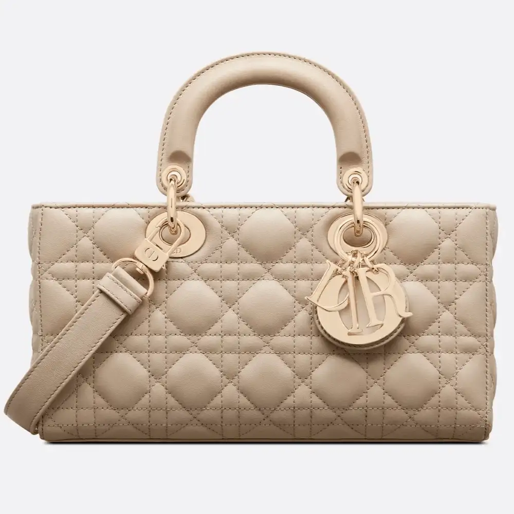 Medium Lady D Joy Bag Cannage Lambskin Sand Colored