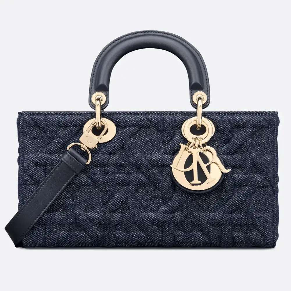 Medium Lady D Joy Bag Graphic Cannage Denim Blue