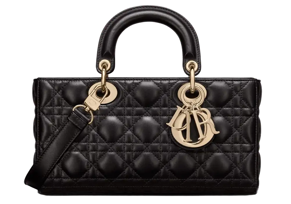 Medium Lady D Joy Bag x Cannage Lambskin Black Front image