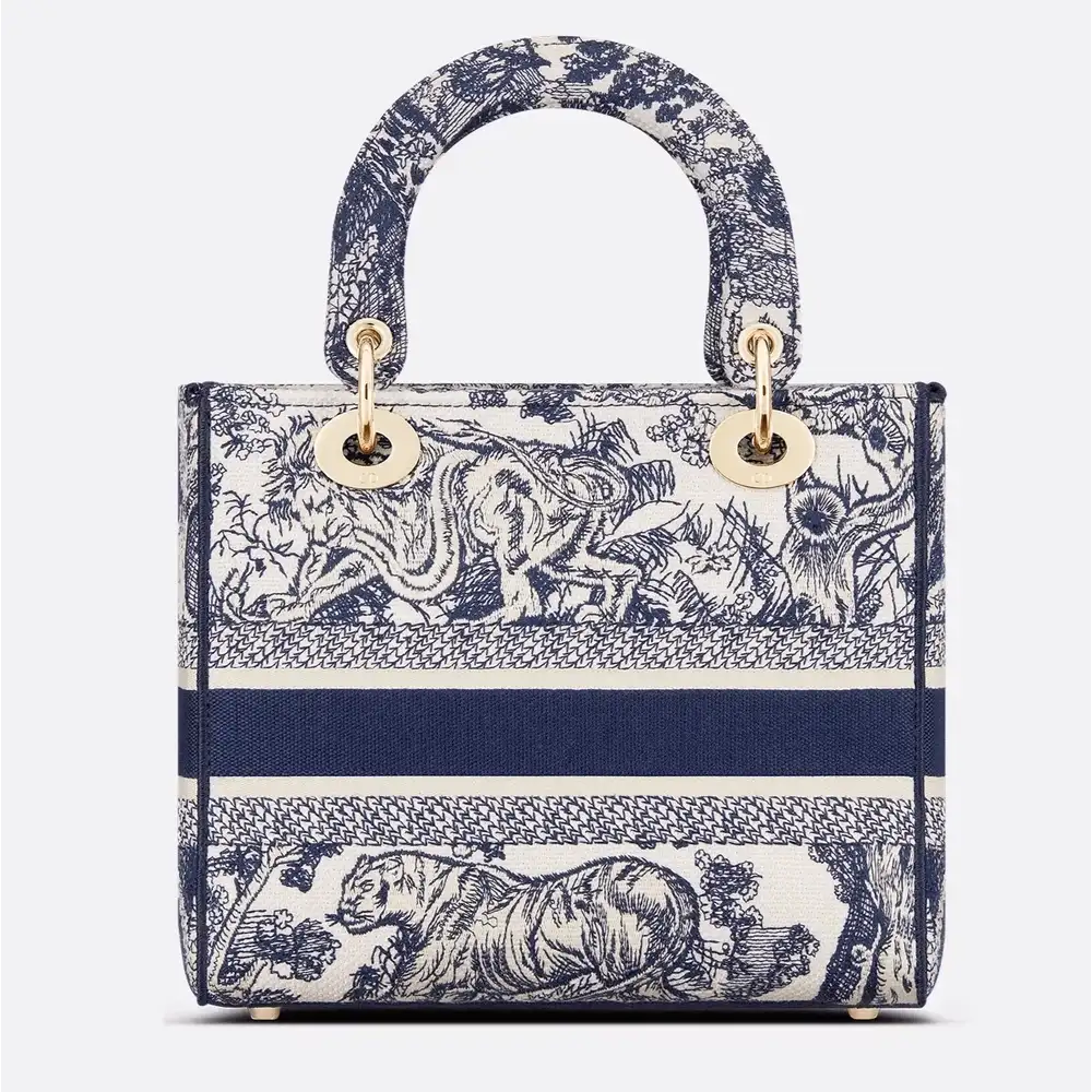 Medium Lady D Lite Bag x Toile de Jouy Embroidery BlueInterior pockets 2