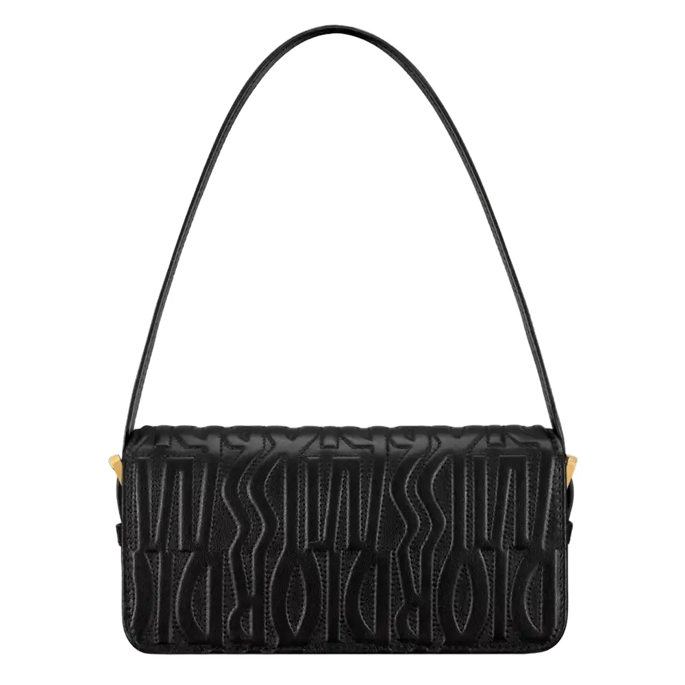 Miss Dior Flap Bag x Allover Calfskin Black Quilted Interior pockets 2