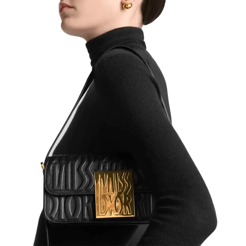 Miss Dior Flap Bag x Allover Calfskin Black Quilted Model shots