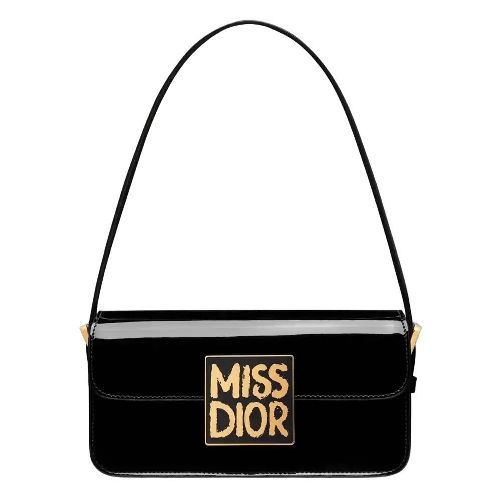 Miss Dior Flap Bag x Patent Calfskin Black