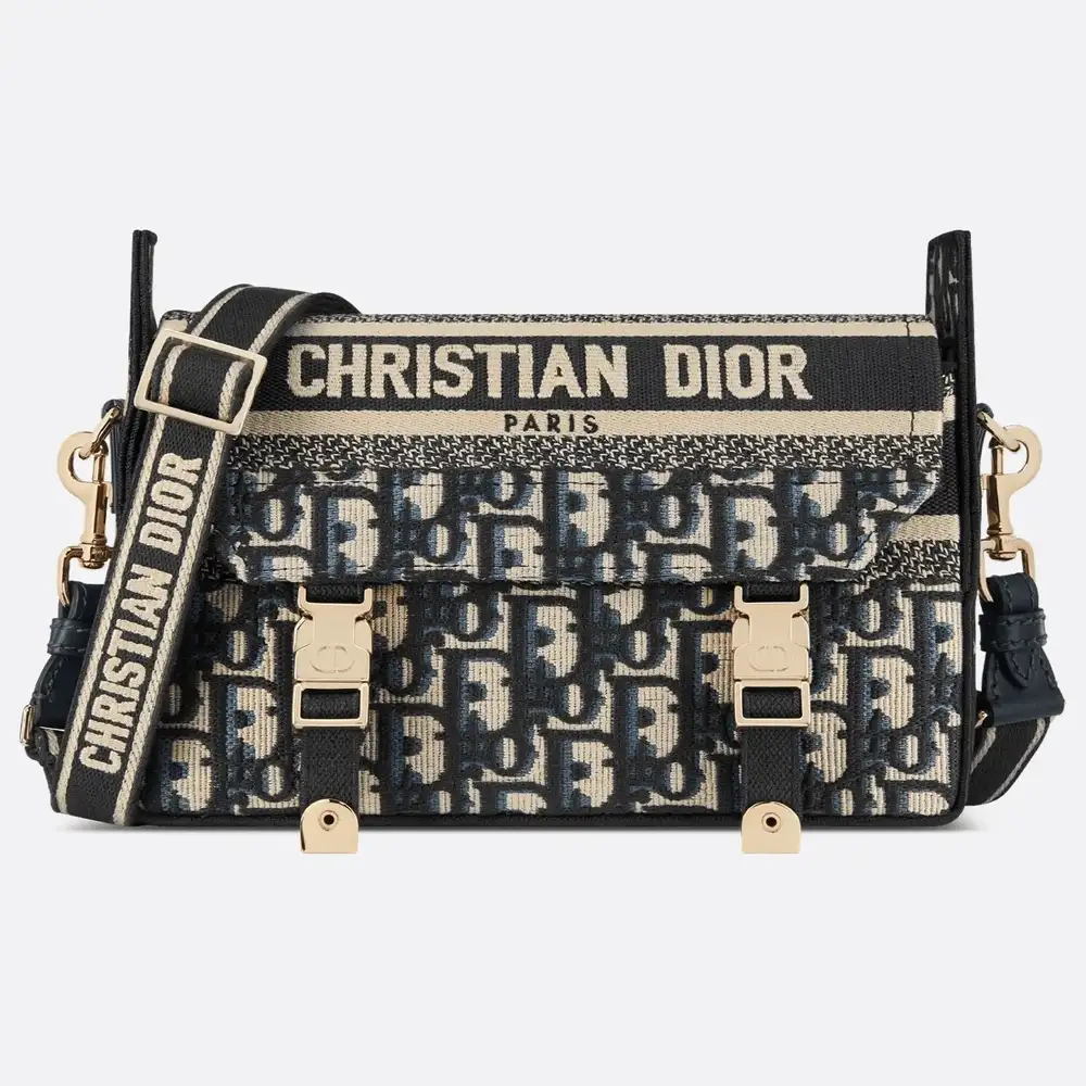 Small Dior Camp Bag Dior Oblique Embroidery Blue