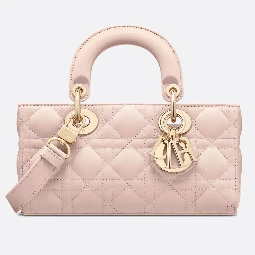 Small Lady D Joy Bag Cannage Lambskin Powder Pink