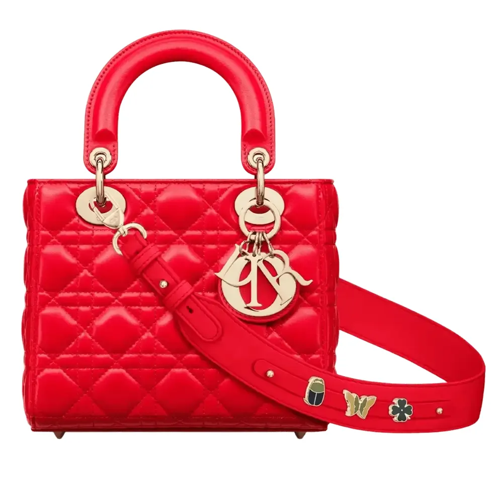 Small Lady Dior My ABCDior Bag Cannage Lambskin Bright Red