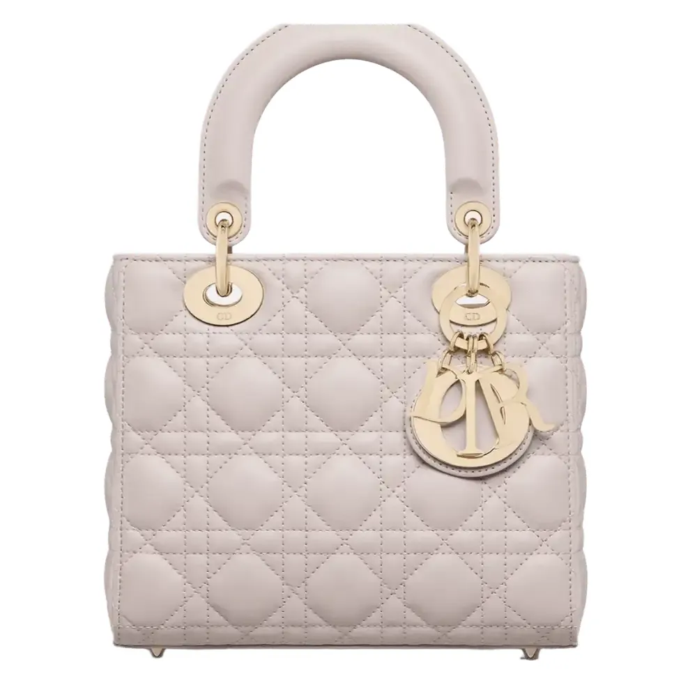 Small Lady Dior My ABCDior Bag Cannage Lambskin Linen Beige