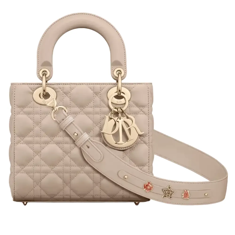 Small Lady Dior My ABCDior Bag Cannage Lambskin Powder Beige